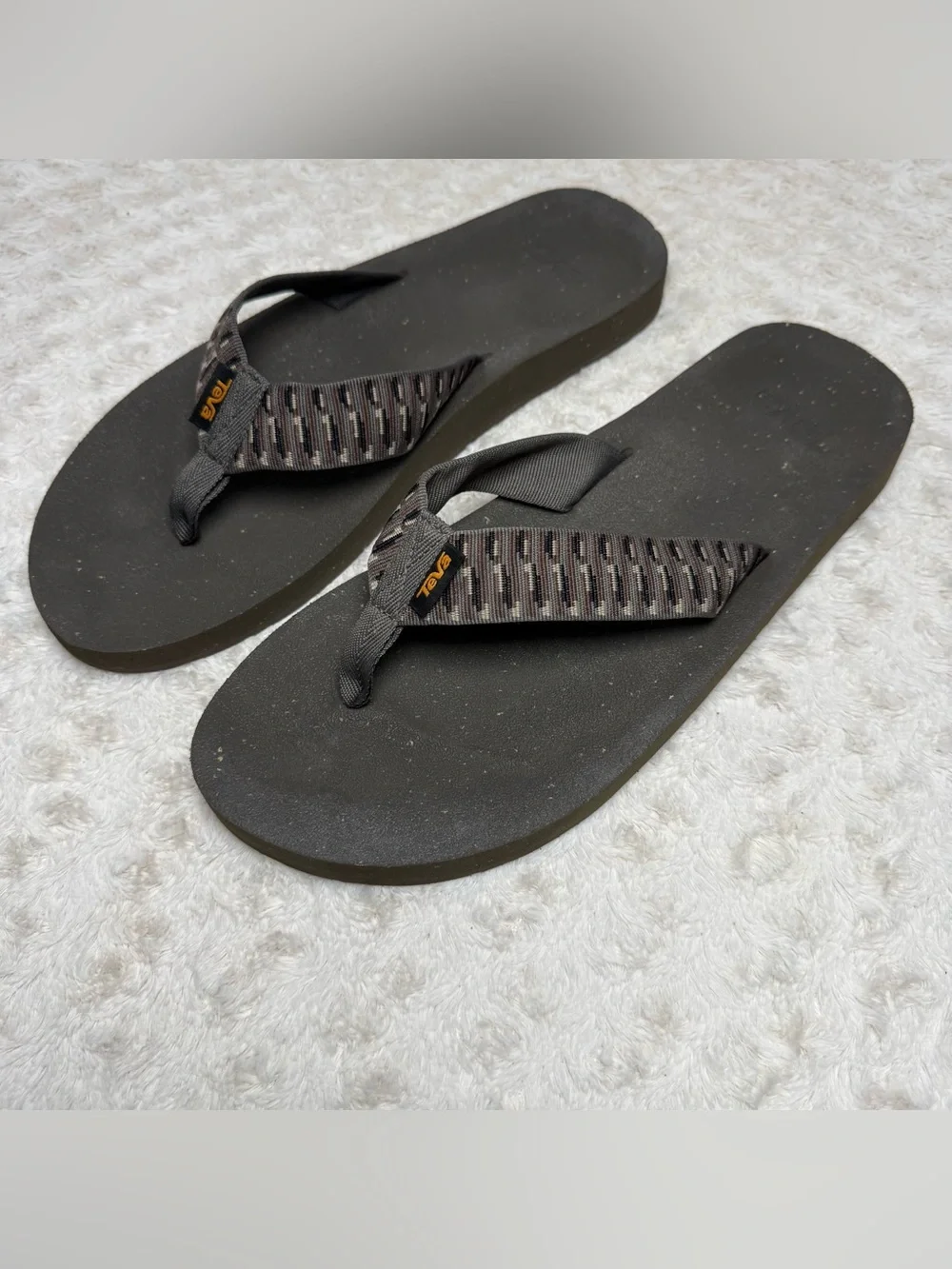 Teva Black Flip-Flops with Gray Patterned Straps